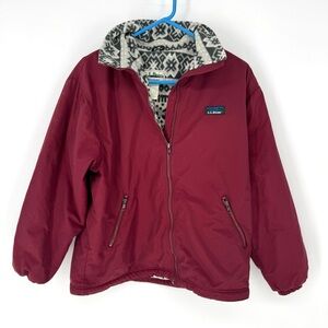 L.L. Bean vintage cottagecore Gray Patterned fleece lined Jacket
